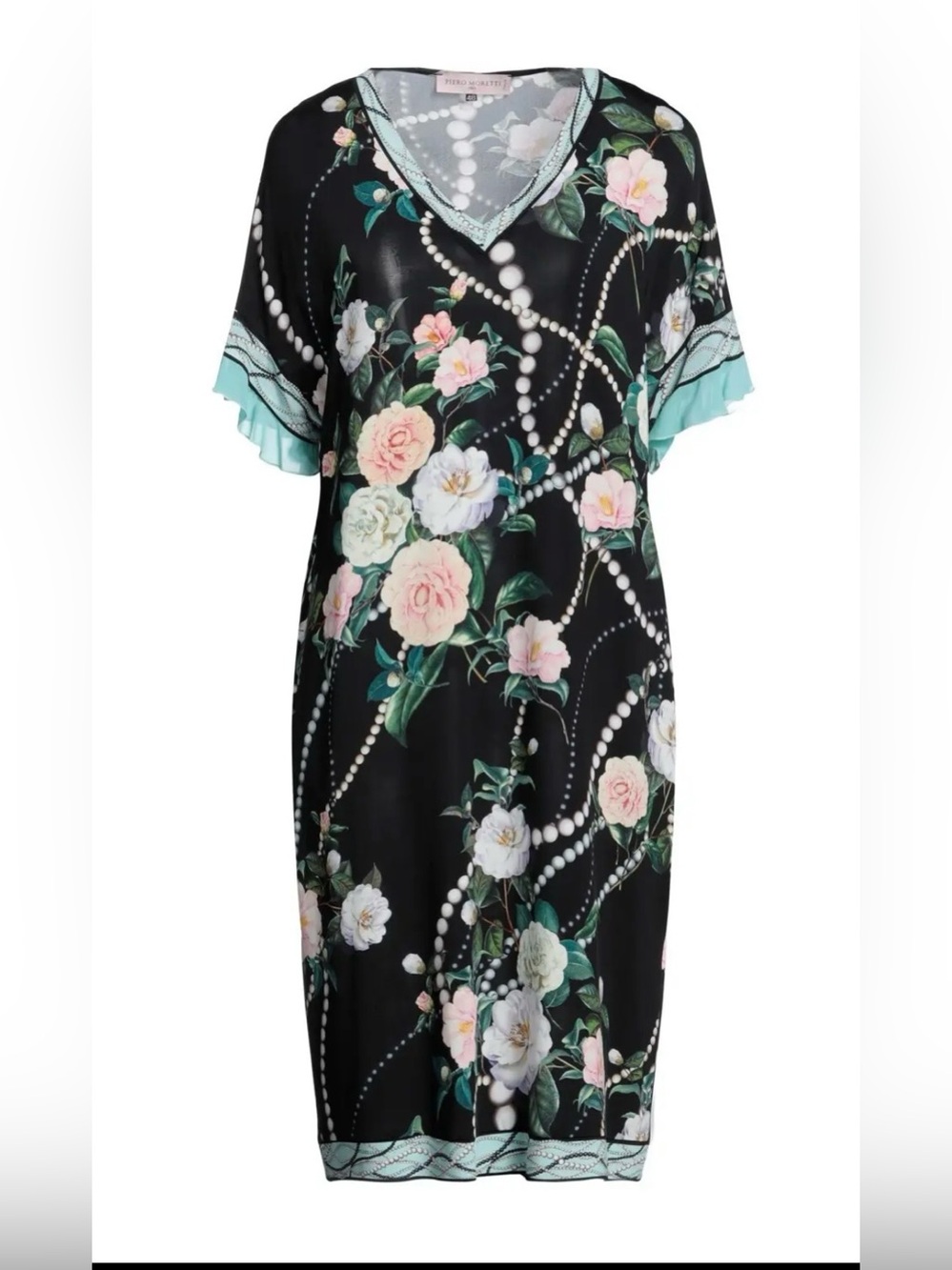 Piero Moretti Floral Pearl-Print V-Neck Dress with pockets. Gift with purchase.